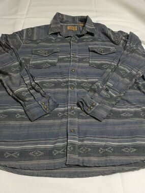 Red Head Ranch Flannel Shirt Mens 2XL Blue Striped Pearl Snap Long Sleeve